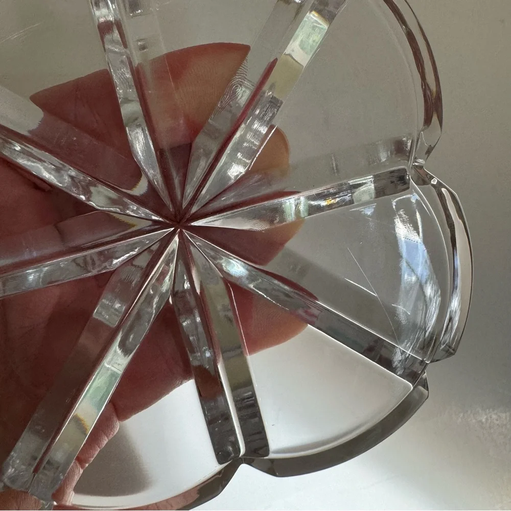 Vintage Mikasa Heavy Crystal Trinket Box Cut Glass Dish 4”